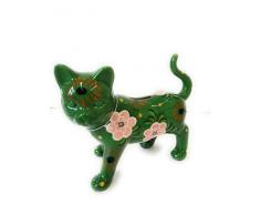 Pomme Pidou, Tirelire en céramique Chat Alfie Beautiful Blossoms Vert 21,8x9,5x17,5cm