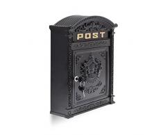 Relaxdays 10020107_46 Boîte aux Lettres Murale Vintage nostalgique Style Ancien en Fonte Aluminium HxlxP 44,5 x 31 x 9,5 cm toît Rond, Noir