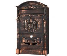Bakaji 2832140 Boîte aux lettres murale en aluminium moulé avec clé Design vintage Bronze