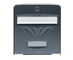 BURG-WÄCHTER, Boîte aux Lettres Normalisée en Acier Galvanisé Avec Porte à Ouverture Totale, Stop-Courrier (Porte bloquée à 120°), 2 Portes dont une Vitrée, BALnéaire, Anthracite