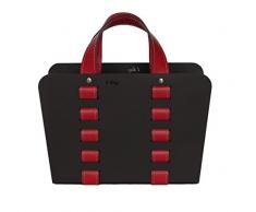 L-BAG 02: Porte-Revues en Acier avec Inserts en Cuir de Couleur Rouge, Porte Journaux, Range-Revues Made in Italy by Limac Design