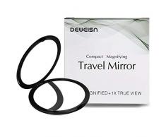 deweisn Compact Miroir de Maquillage, Double Sided Miroir de Poche avec Miroir Ordinaire et Grossissement 10 x Portable et Pliable Cosmétique Miroir pour Voyage et Usage Quotidien (Noir-01)