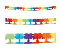 Guirlande mulitcolore papier palmier Hawaï 4 mètres - Taille Unique