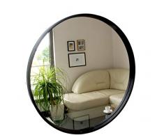 BD ART Miroir Rond Moderne, Miroir Mural, Diamètre de 50 cm, Bois, Couleur Noir