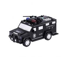DYSD Noir Charge Voiture Jouet Mini Armored Car Tirelire avec Musique Et Lumières Cool Tirelire pour Les Enfants Et Les Adolescents