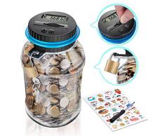 MOMMED Tirelire Electronique, Numérique Tirelire EUR Compteur, Automatique Coin Comptant Money Box pour Enfants et Adulte, 1,8L Tirelire avec écran LCD, Box Déconomie dargent Grande Cadeau