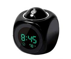 Sensail- Horloge de Projection, Multi-Fonction LCD Digital Wall Projection Voix parlante Affichage de la température LED Réveil pour Voyage, Chambres à Coucher, Plafond, Cuisine