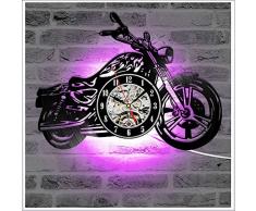 ZhangXF Moto Forme Vinyle Record Horloge Murale, LED lumière de Nuit Lumière 12 Pouces Vinyle Record Clock Cadeau Décoration