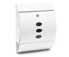 Boite aux lettres Design V18 Boite postale murale Blanc Compartiment journal Revêtue par poudre