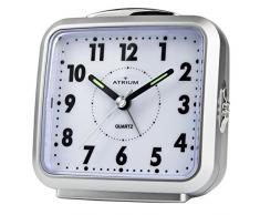ATRIUM A250-19 Réveil analogique sans tic-tac avec lumière et Snooze Argenté