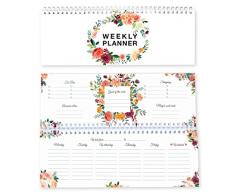 Agenda hebdomadaire fleurs 2019 sans date fixe/ plus que 365 jours/ calendrier 2019/ agenda de table/ liste to do/ agenda hebdomadaire/ rendez-vous/ scolaire/ agenda de famille 2019 60 semaines