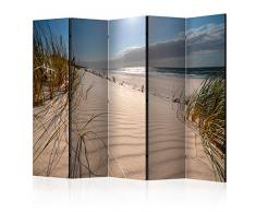 murando Paravent Plage Mer 225x172 cm Réversible Deux Côtés Impression sur Toile intissée 100% Opaque Foto Paravent décoratif en Bois avec Interieur Impression Nature Paysage c-B-0340-z-c