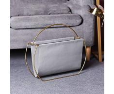 MM-CDZ Porte-revues Métal-Cuir Range-revues,pour Sofa Corner Chevet étagère Stockage Panier Brochure Fichier Dossier Journal Organisateur Stand-Gris Rond