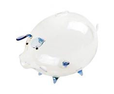 RETYLY Tirelire Cochon en Verre Transparent - Cadeau danniversaire pour Enfants - Bleu