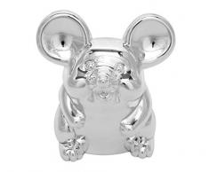 Brillibrum Design Tirelire en Forme de Souris pour Enfant Argenté, Métal, Souris, Mit Gravur BIS 20 Zeichen