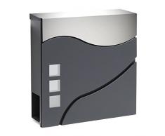 Boite lettres Design V28 Anthracite Compartiment journaux Fixation murale revêtue poudre inox