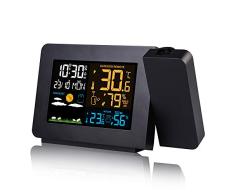 Station météo sans Fil réveil thermomètre de Projection LCD étanche numérique coloré écran PR de détection extérieure Prévision capteur Horloge Accueil hygromètre 12H / 24H
