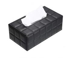 Sumnacon Boîte à Mouchoir Rectangulaire Distributeur Tissu Carreaux en PU Cuir,pour la Famille,la Bureau,la Tablette (Noir)