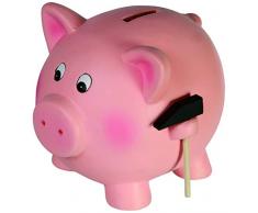 TIRELIRE COCHON, géante, xxl, tirelire originale, tirelire à casser, rigolote, rose, argent, monnaie, tirelire en céramique, avec marteau et enclos en bois