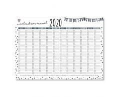 Calendrier mural 2020 confetti I DIN A3 I français format horizontal I agenda annuel jours fériés bureau filles femmes colocation famille I dv_708