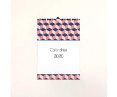 Calendrier Mural 2020 • Bureau et Famille 2020 • Planning Format A4 • Reliure Spirale • Grandes cases pour écrire • Design moderne et coloré • Cadeau et déco • Azulejos • Popcarte