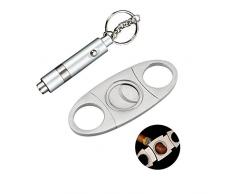 Ensemble coupe-cigares et poinçon à cigare avec porte-clé argenté