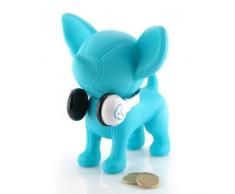 Tirelire Chien Chihuahua Bleue avec Casque Hifi