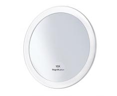 Frcolor Miroir grossissant 10X avec 3 ventouses, Miroir cosmétique Miroir de poche pliant 5.9 Miroir de maquillage pour les femmes filles (Blanc)