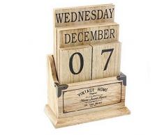 Calendrier perpétuel en bois vintage-Blocs de bureau Calendrier éternelle