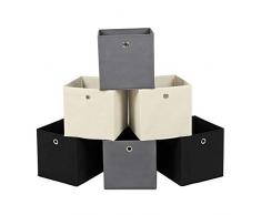 SONGMICS Lot de 6 Boîtes de Rangement, Cubes de Rangement Pliables en Tissu Non Tissé, Coffret de Rangement pour Jouets, 2 Gris, 2 Noirs, 2 Beiges RFB06GHM