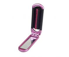 Yunnuopromi Mini Peigne à Cheveux Pliant Rectangle Miroir Brosse de Massage pour Sac de Voyage Violet