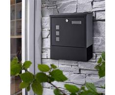 Noire Boîte aux Lettres Murale Design Porte Extérieur Intérieur Case Courrier Postale à Journaux Standard Moderne