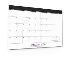 Calendrier mensuel de bureau/mural Wordsworth & Black 2020 21x 17 - Sous-main de bureau avec section Notes - Universitaire - Professionnel - Parfait pour la planification et lorganisation