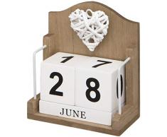 Calendrier de bureau perpétuel en bois en forme de cœur tissé