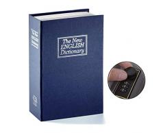 Livre Coffre-Fort avec Serrure à Combinaison Dictionnaire déviation Tirelire (Bleu, Grand)