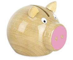 Vilac- Tirelire Cochon Bois Naturel-Rose, 5129P