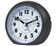 Atrium Réveil analogique Noir Sans Tic-Tac, avec lumière et Snooze A240-7