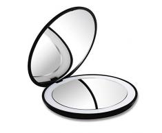 DeWEISN Compact Miroir de Voyage, Miroir de Poche pour Maquillage avec Lumière Grossissant 1X/10X, Double Visage Miroir Portable avec 12 LED Cadeau pour Femme et Fille