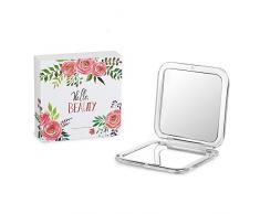 Jerrybox Miroir de Poche, Double Face, Miroir Compact, Grossissement 5x et 1x, Miroir à Main, Miroir de voyage