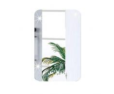 Miroir elliptique rectangulaire en acrylique 3D avec coins arrondis pour salon, chambre à coucher, etc, Silver, rectangle