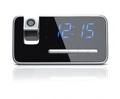 Brandson - Radio Réveil avec Projection - reveil par Radio FM - Radio Horloge réveil numérique - 180degrés Affichage par Projection Flip - Affichage LED 4,7coutumes - Noir