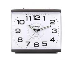 PROKING Réveil Matin à Piles Retro Réveil Silencieux sans Tic-Tac, Grand Cadran Réveil Original Analogique Quartz Alarme Réveil Vintage Lumineux Snooze Réveil Chevet (Noir)