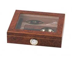 Cave à cigares Kogu - Design classique en bois de racine avec couvercle en verre et accessoires pour environ 15 cigares