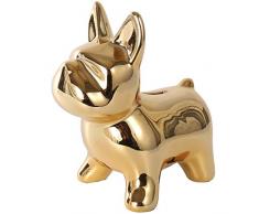 YDOZ Sculpture Chien de Bouledogue en céramique Artisanat Tirelire Accueil Décorations Mignon Creative Piggy Décorations Bank (Color : Gold)