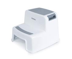 BAMNY Marche Pieds Enfant 2 Marches Antidéparant pour Apprentissage de la Propreté，Escabeau Enfant pour Salle de Bains/Toilette/Cuisine etc (Gris & Blanc)