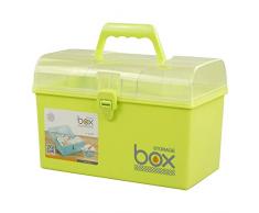 Mayish Plastique Vert Boîte Médicament Boîte à Pharmacie Boîte de Premiers Secours Petite Boîte de Rangement avec Serrure Compartiments Soins 2 Couches Spacieuses, 1 Paquet