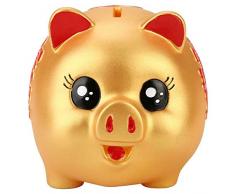 DIYARTS Golden Tirelire Shredding-Proof Coin Jar Boîte dépargne dargent Chanceux Fortune Cochon Tirelire Grand Cadeau pour Garçons Filles (Medium)