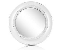 Antic by Casa Chic - Miroir Mural Antique Shabby Chic Rond 66 cm de diamètre Style Rustique et Vintage Blanc Antique