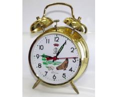 réveil mécanique motif poule métal doré horloge cadeau manuel cadran 10 cm