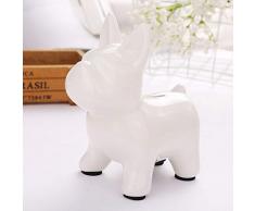 DSJSP Sculpture décorative Chien de Bouledogue en céramique Artisanat Tirelire Accueil Décorations Mignon Creative Piggy Décorations Bank (Color : White)
